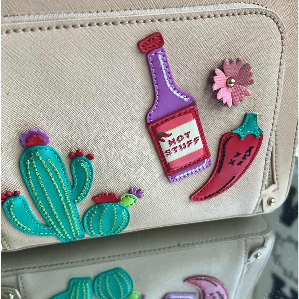 Kate Spade Pink Saffiano Leather Hot stuff Sauce cactus  backpack - Picture 4 of 16